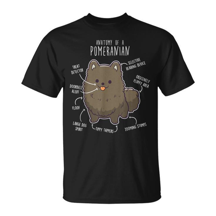ブラックポメラニアン解剖学、面白くてかわいいペットポンポン、犬のお父さん。 Tシャツ