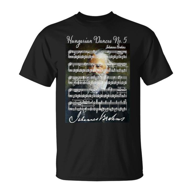 ブラームス愛好家 ハンガリー舞踊 ポートレート&シグネチャーミュージック Tシャツ