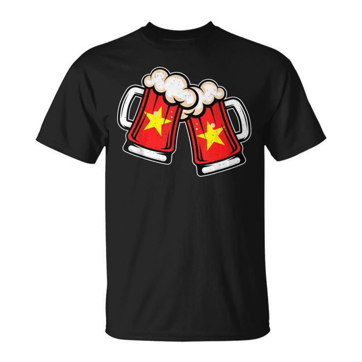 ベトナム国旗ビールジョッキ クールなベトナムビール Tシャツ