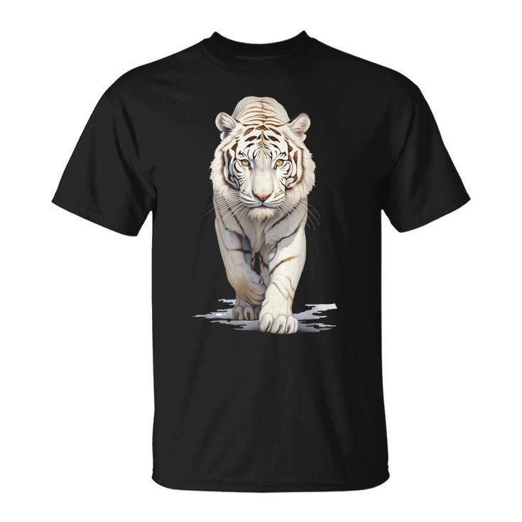 マジェスティックアルビノタイガー ホワイトタイガー 野生動物 タイガーデザイン Tシャツ