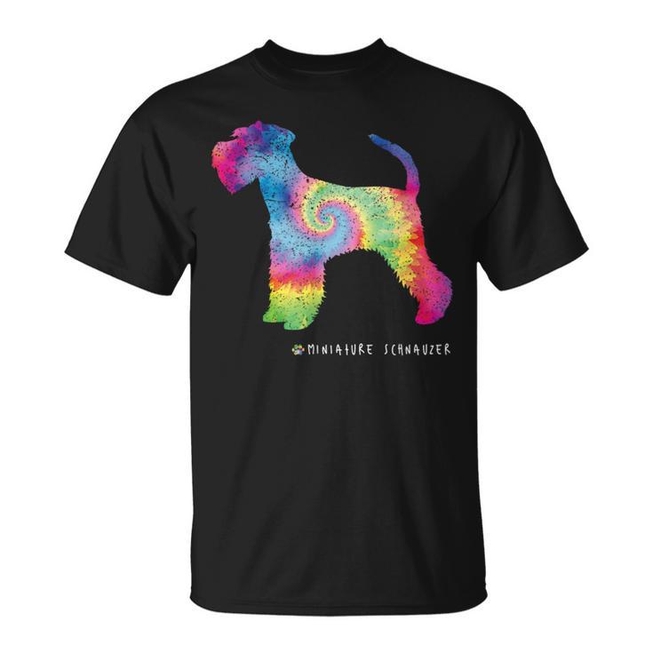 ミニチュアシュナウザー かわいい子犬 ペット 犬の飼い主 ヒッピー タイダイ Tシャツ