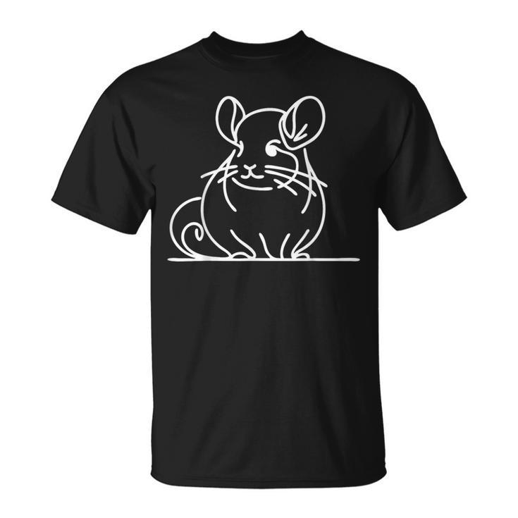 ミニマリスト チンチラ ラインアート シンプル ペット デッサン Tシャツ