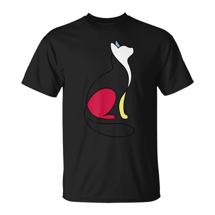 ミニマルラインアート ミロ風の猫 Tシャツ
