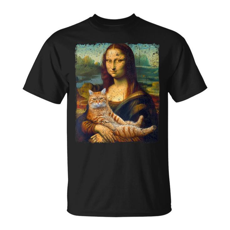 モナリザ 猫とパロディー おもしろアート 絵画 ミーム Tシャツ