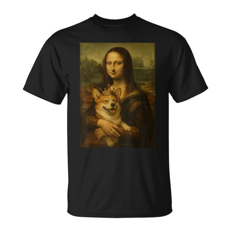 モナ・リサ・コーギー ロイヤル ペット ポートレート 傑作 Tシャツ