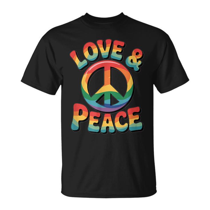 ラブピース 60年代 70年代 ヒッピー レインボー ラブピース Tシャツ