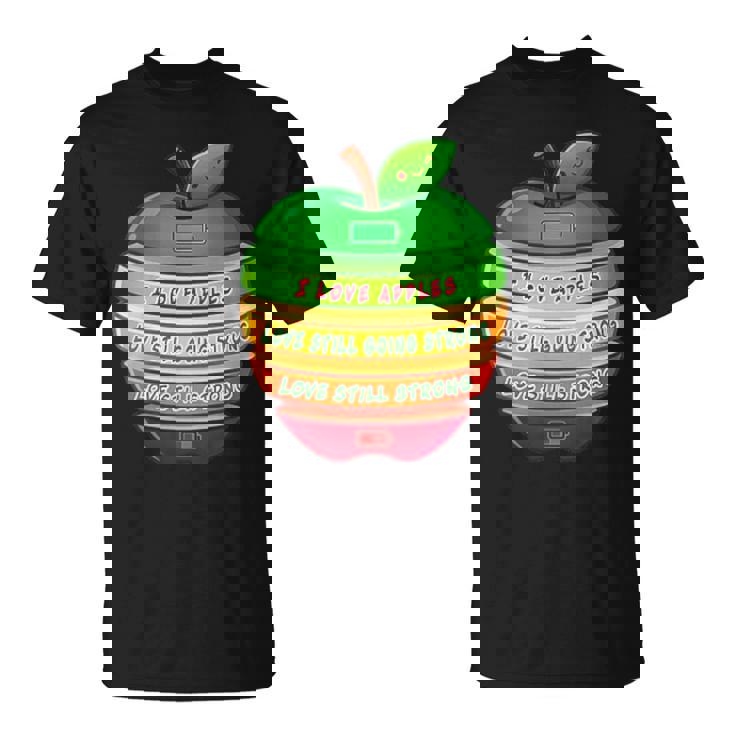 リンゴの力シリーズ リンゴのエネルギー リンゴ スライス 充電 バッテリー 残量 おもしろみ ユニーク Tシャツ