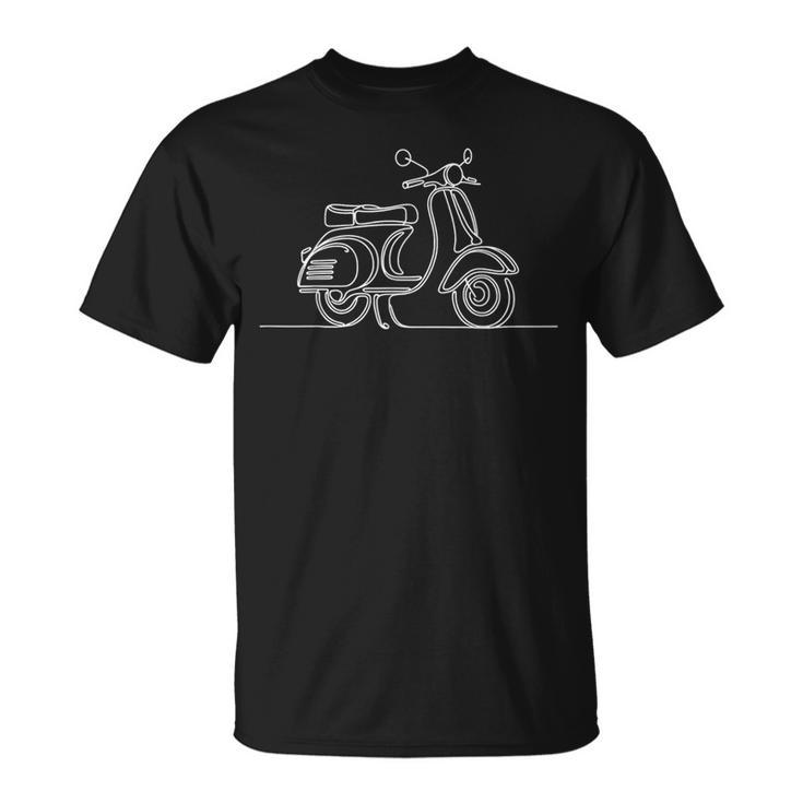 レトロ イタリア スクーター ヴィンテージ ラインアート オールドスクーター 原付 Tシャツ