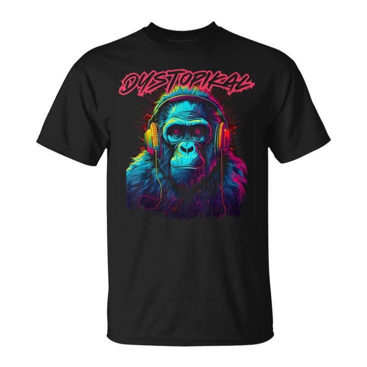 レトロなシンセウェーブパンクゴリラデザイン。 Tシャツ