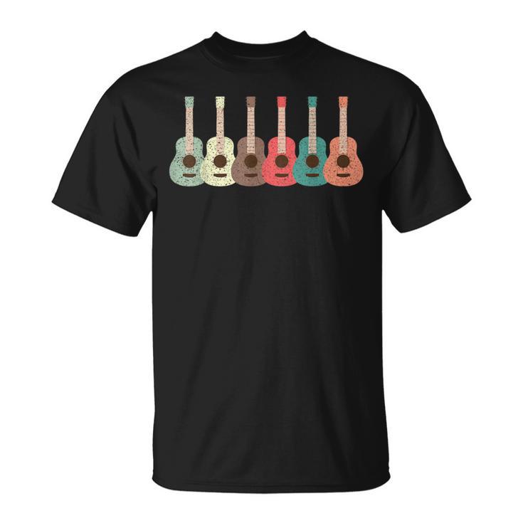 レトロな色のウクレレ ギター デザイン楽器 Tシャツ