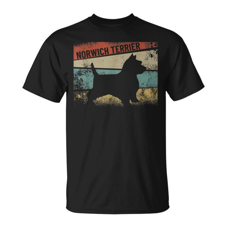 レトロノーリッチテリア ドッグブリードシルエット ノーリッチテリア Tシャツ