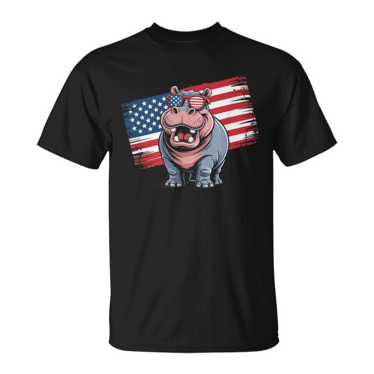 ヴィンテージ カバ アメリカ国旗 サングラス Tシャツ