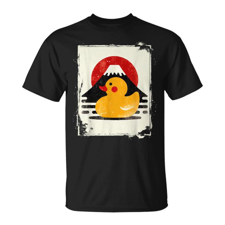 ヴィンテージ ゴム アヒル 富士山 日本のアヒル Tシャツ