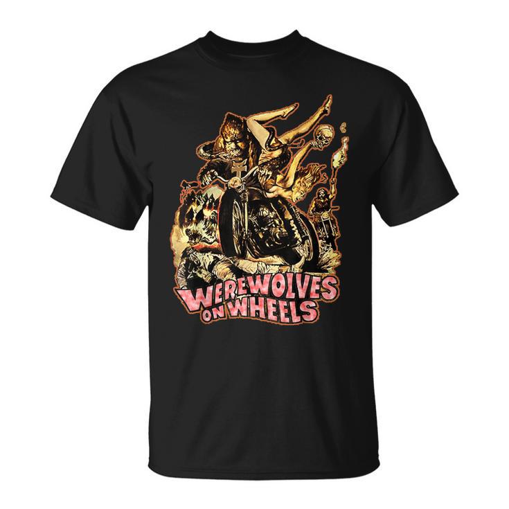 ヴィンテージ ホラー 狼男 ホイールバイカー Tシャツ