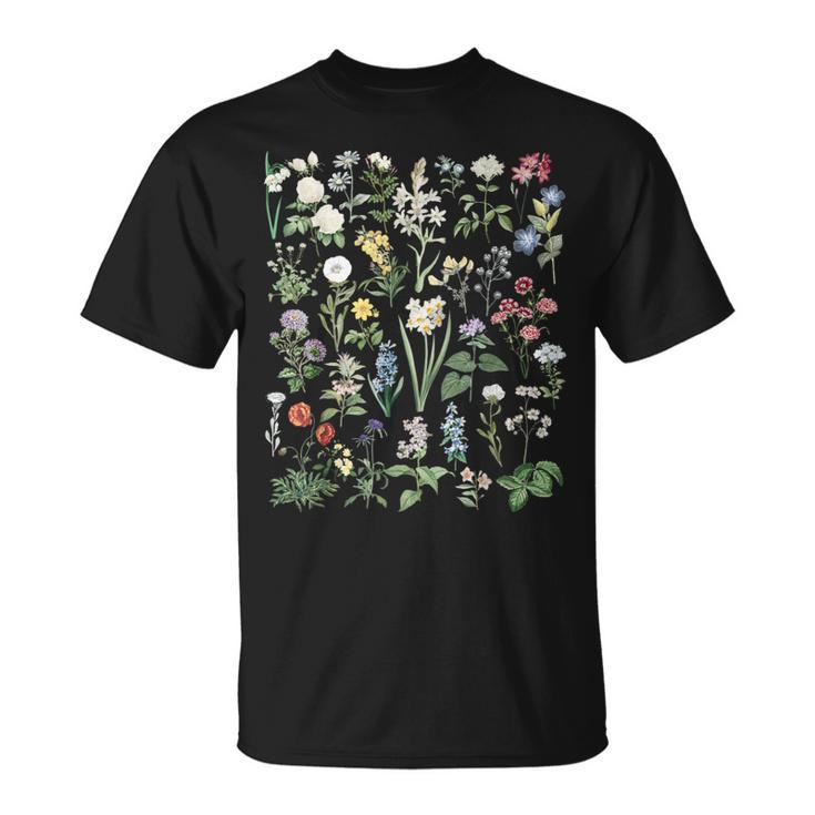 ヴィンテージ 花 ボタニカル イラスト チャート 植物 Tシャツ