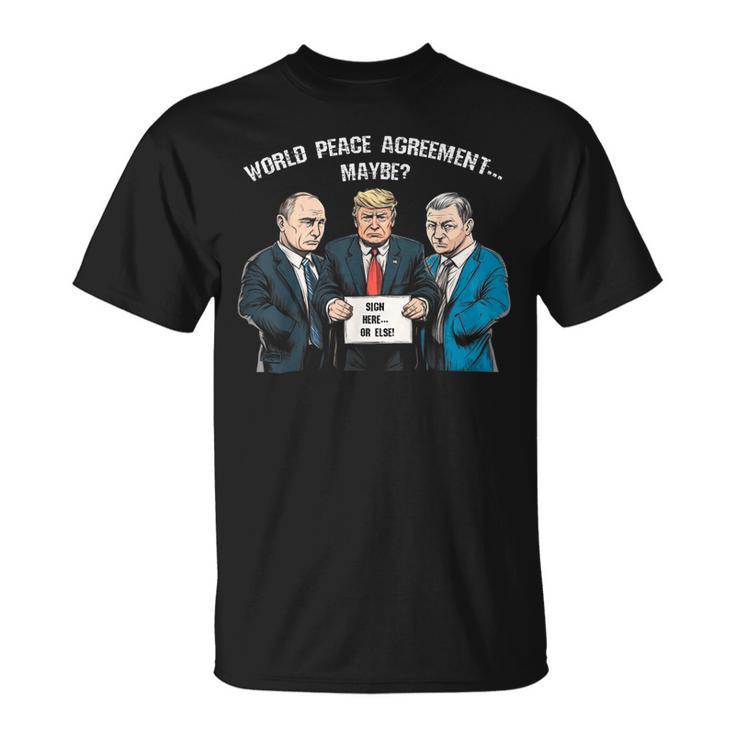 世界平和協定 トランプ プーチン ゼレンスキー ウクライナ ユーモア Tシャツ