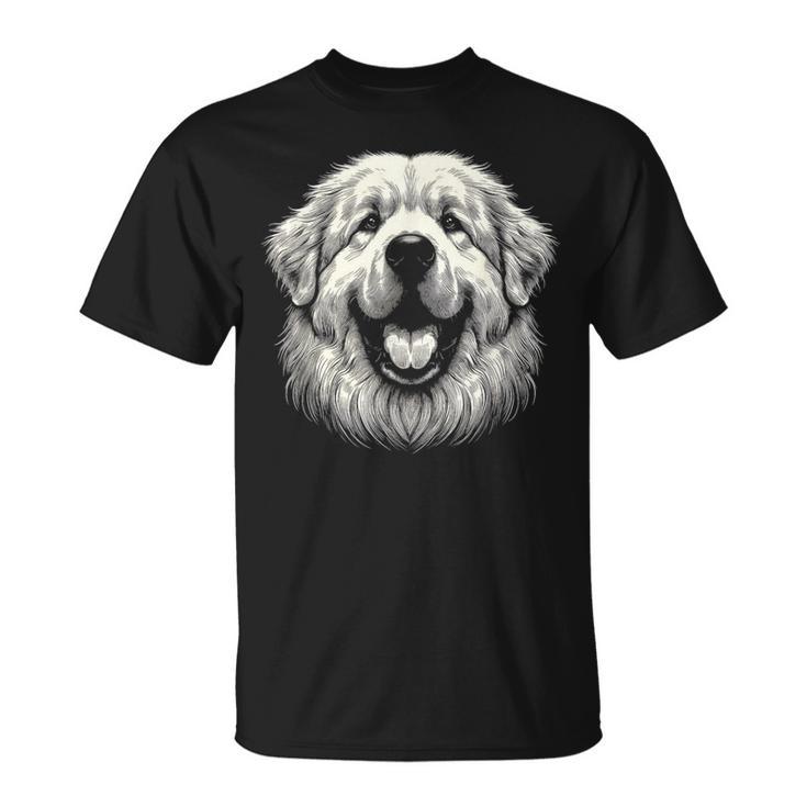 女性と男性のためのグレート ピレニーズ犬の顔のアート デザイン Tシャツ