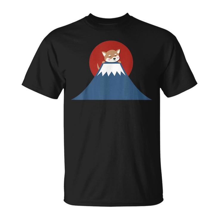 富士山柴犬tシャツ 日本犬ジャパンtシャツ カワイイ Tシャツ