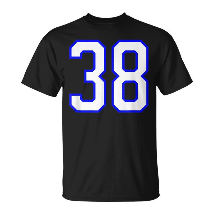 数字 38 Thirty Eight スポーツジャージ ホワイト ブルー 誕生日年齢 Tシャツ