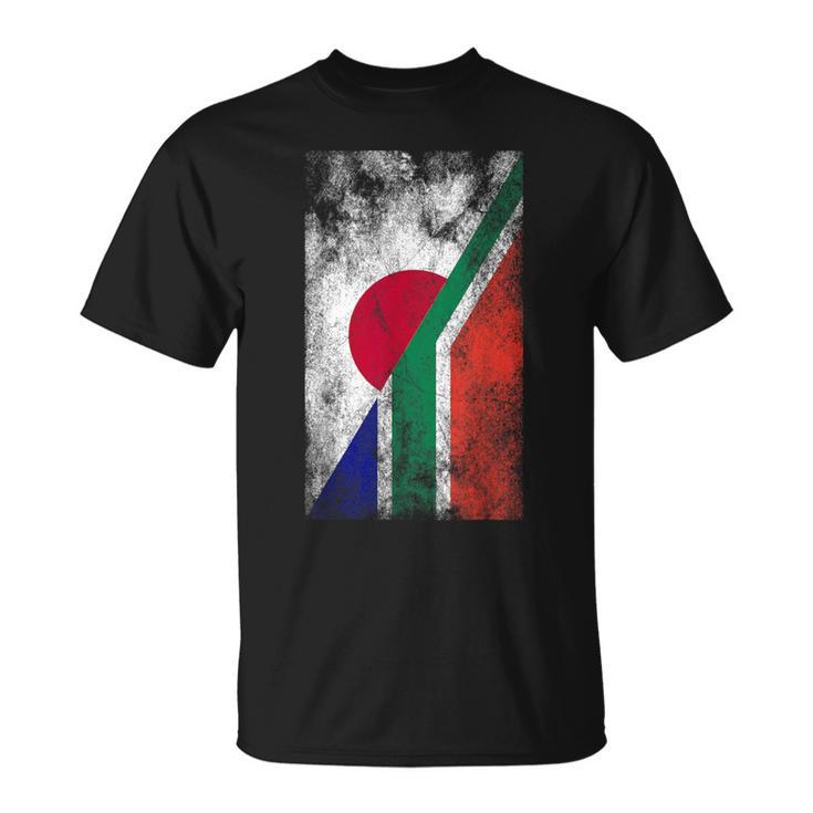 日本と南アフリカの国旗 日本の南アフリカ共和国 Tシャツ