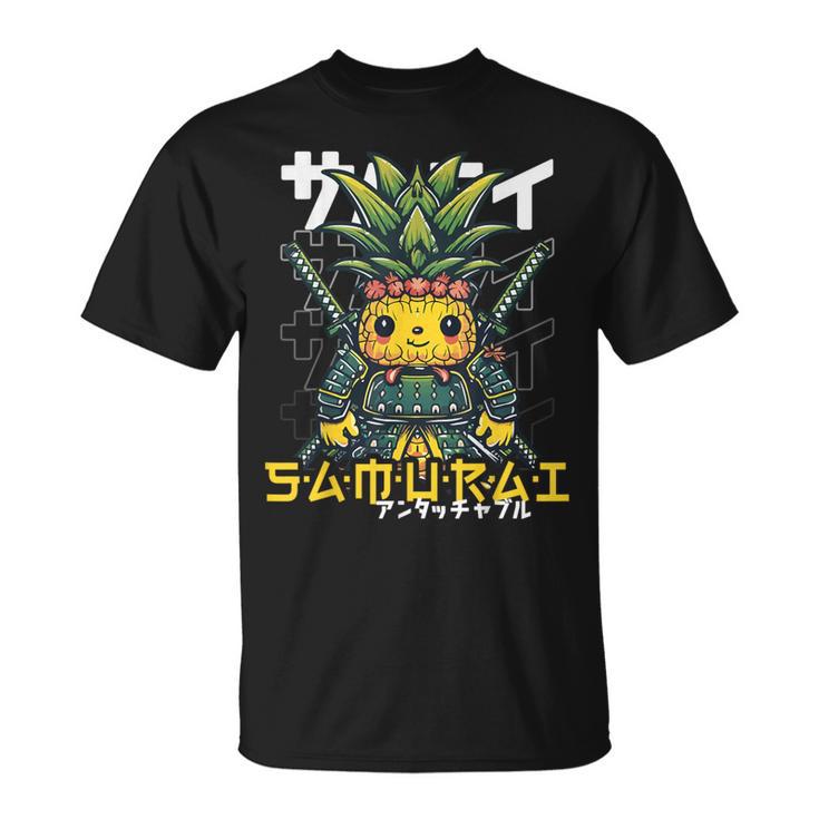 日本の侍 パイナップル戦士 浮世先生サムライ Tシャツ