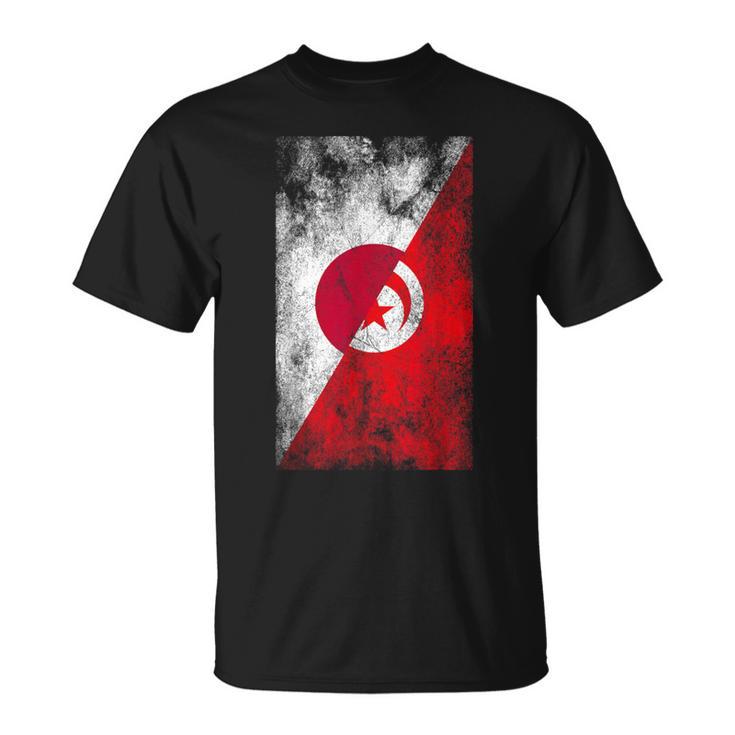 日本チュニジア国旗 日本のチュニジア。 Tシャツ