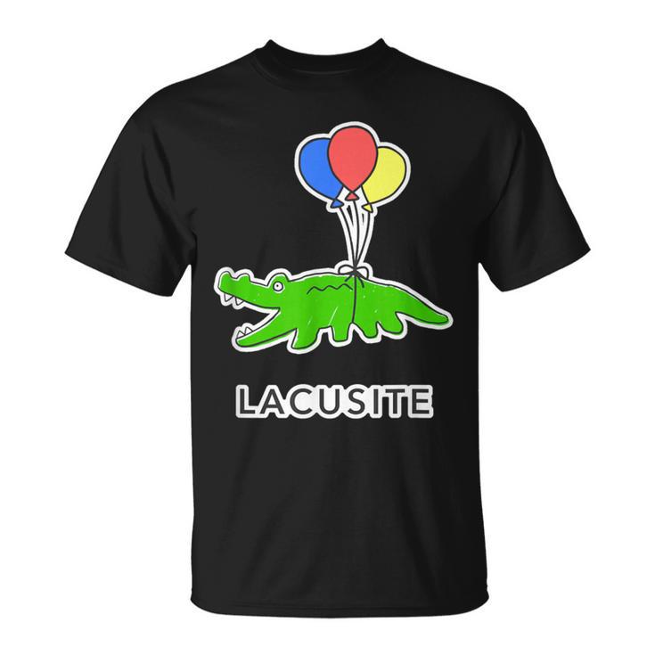 楽して行こうワニ（Lacusite）落書きワニ 風船【変なデザイン屋さん】ブランド パロディ 面白い Tシャツ