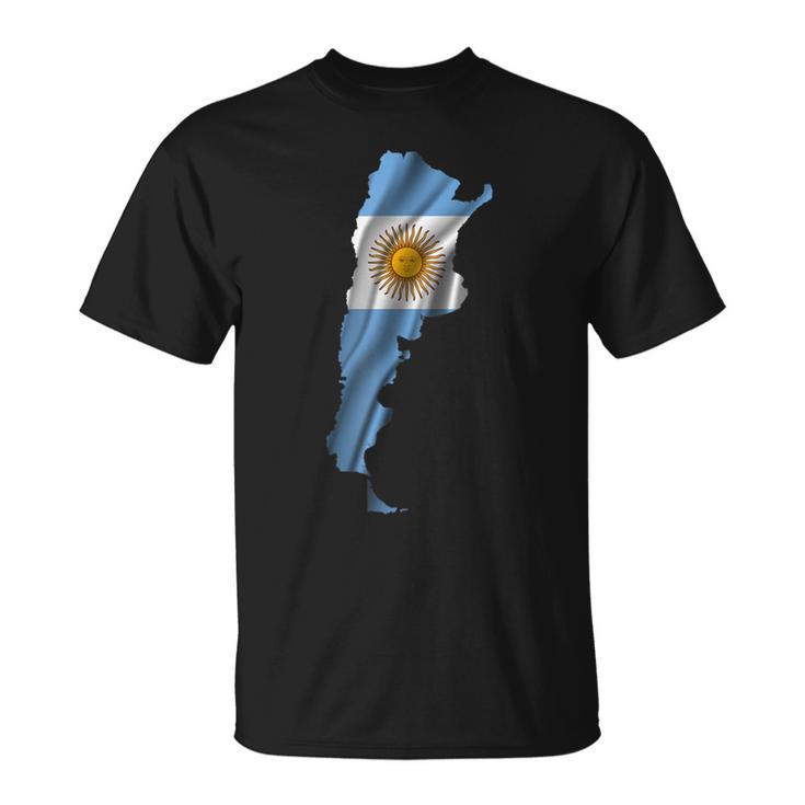 波状 アルゼンチン国旗 アルゼンチン地図 Tシャツ