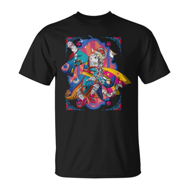 浮世絵シリーズ 踊る猫芸妓 サバトラ Tシャツ
