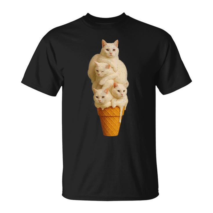 猫 アイスクリーム かわいい ペット 子猫好き 猫 夏 バイブ Tシャツ