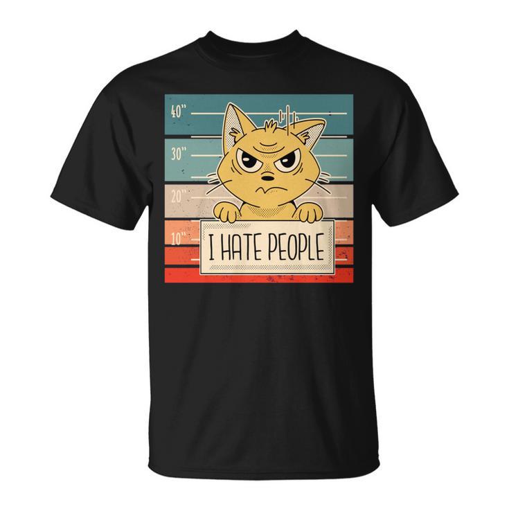 猫の刑務所 刑務所の囚人 悪いキティのマグショット 私は人間が嫌いです 長袖tシャツ Tシャツ
