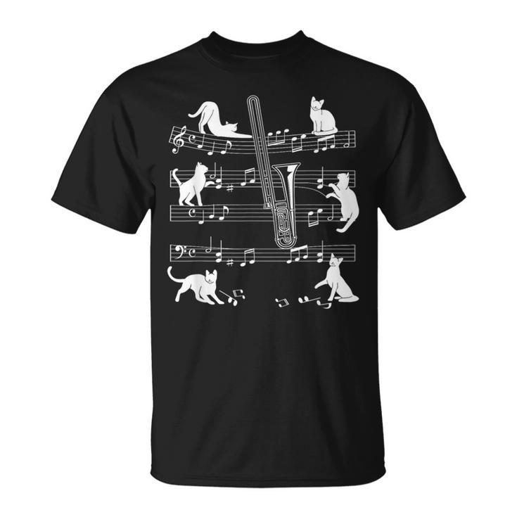 猫好きのトロンボーン奏者のためのトロンボーン猫。 Tシャツ