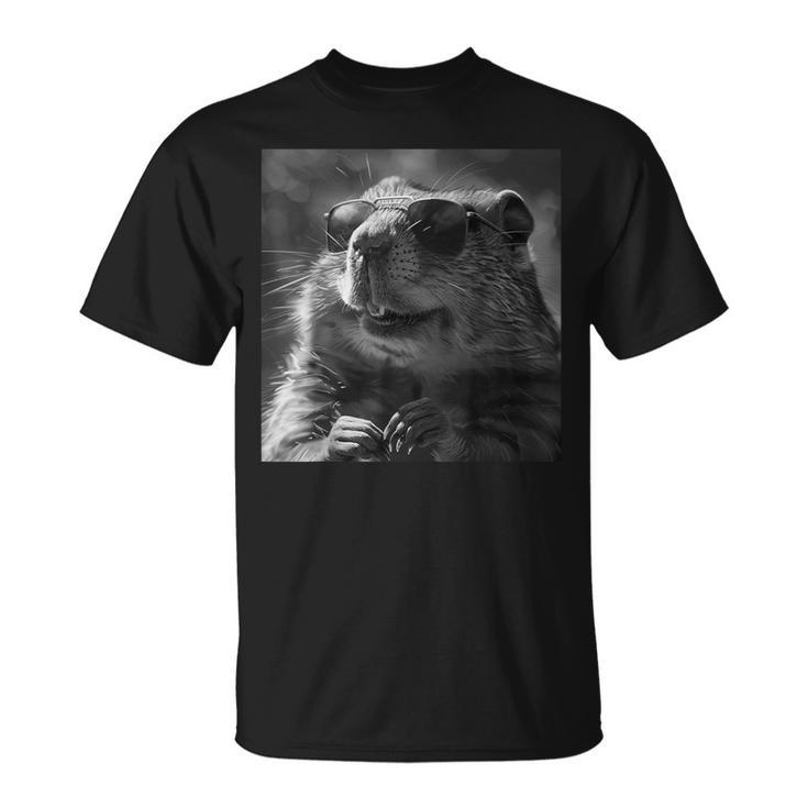 生意気に笑うマーモット、面白い動物、面白いマーモット Tシャツ