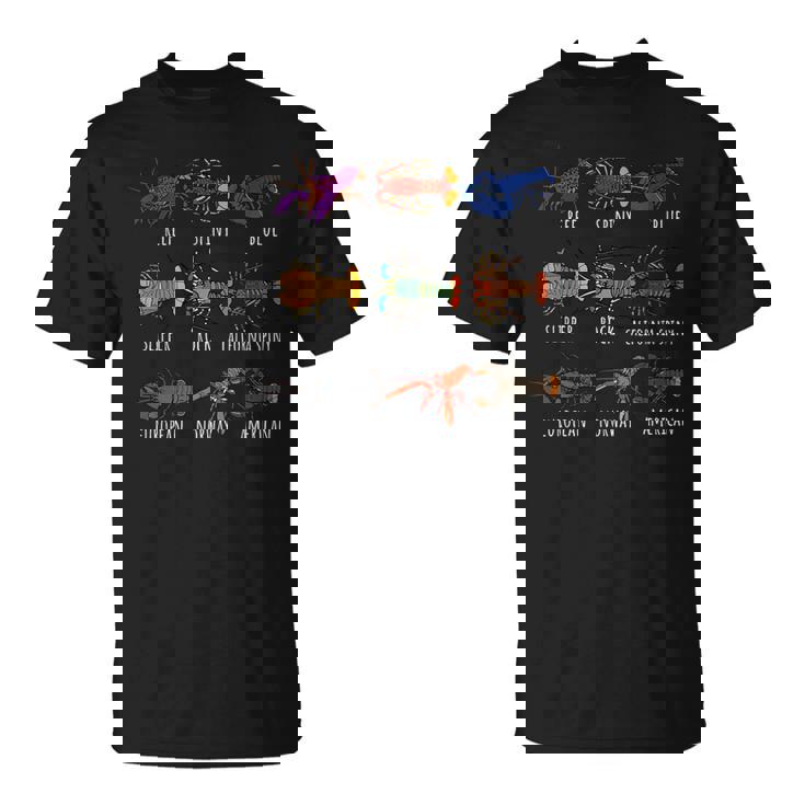 異なるタイプのロブスター種チャート海洋生物学 Tシャツ
