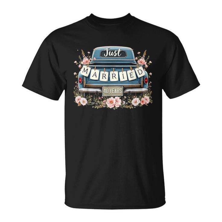 結婚40年 おもしろ40周年結婚記念カップル Tシャツ