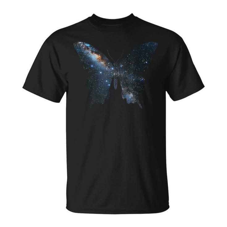 美的シルエット星宇宙銀河蝶 Tシャツ