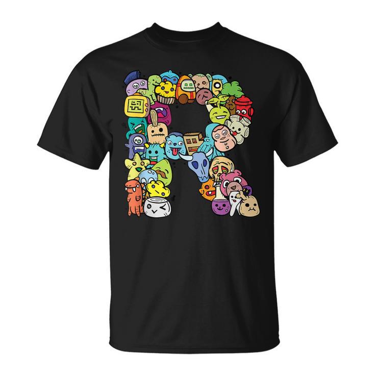 英文字 R アルファベット R 名前 イニシャル モノグラム シャツ Tシャツ