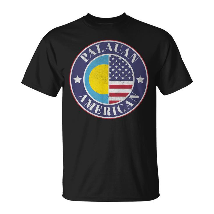 誇り高きパラオ・アメリカン・バッジ パラオ国旗 Tシャツ