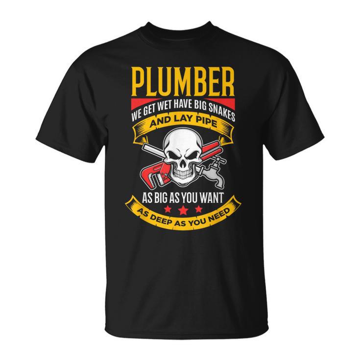 配管レンチクールビンテージスカル配管工 Tシャツ