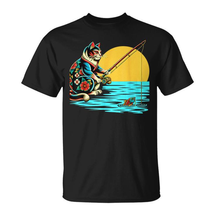 釣り 猫 面白いtシャツ 釣りバカ 釣り人 メンズ おもしろ ネタ 面白い 服 オリジナル 海釣り 川釣り Tシャツ