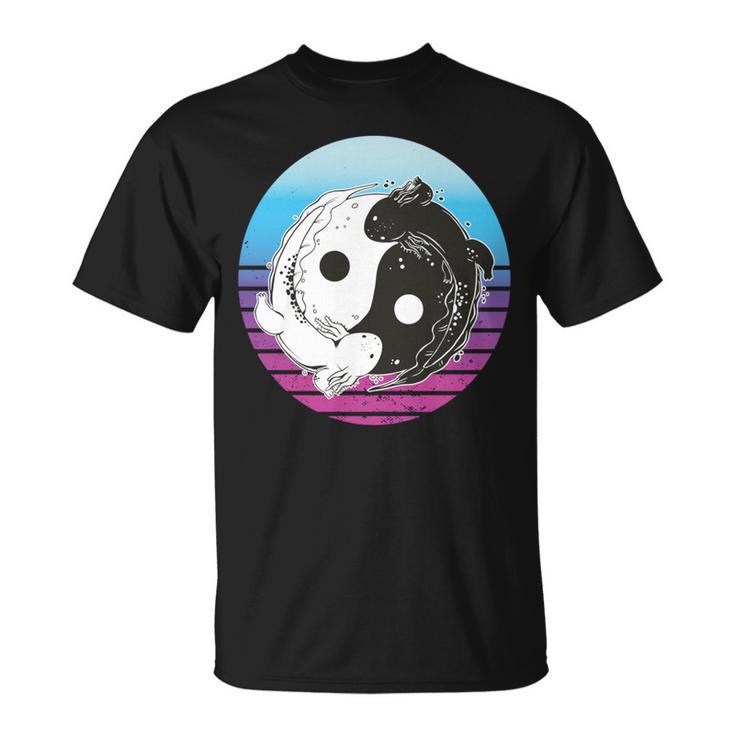 陰陽ウーパールーパー アート グラフィック アニメ ウーパールーパー 恋人 日本語 長袖tシャツ Tシャツ
