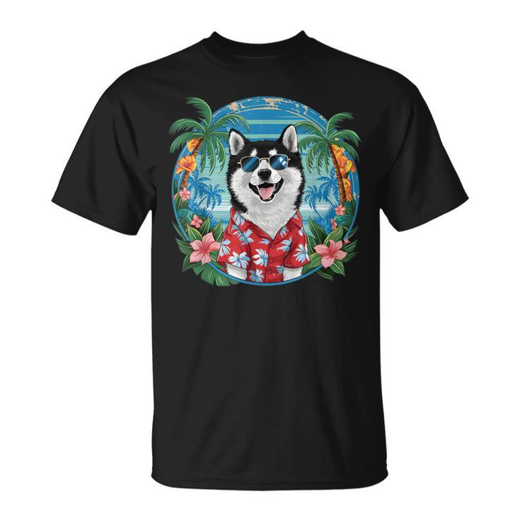 面白い 柴犬 夏 ハワイアン バイブ トロピカルビーチ Tシャツ
