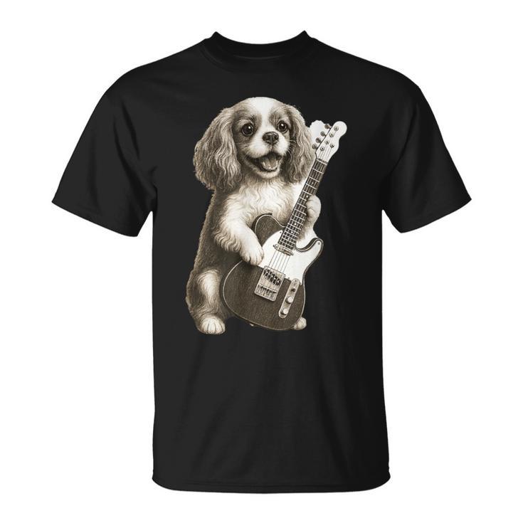 面白いtシャツ キャバリア 犬 ギター イヌ メンズ 犬好き グッズ かわいい おもしろ 面白い 服 ネタ Tシャツ