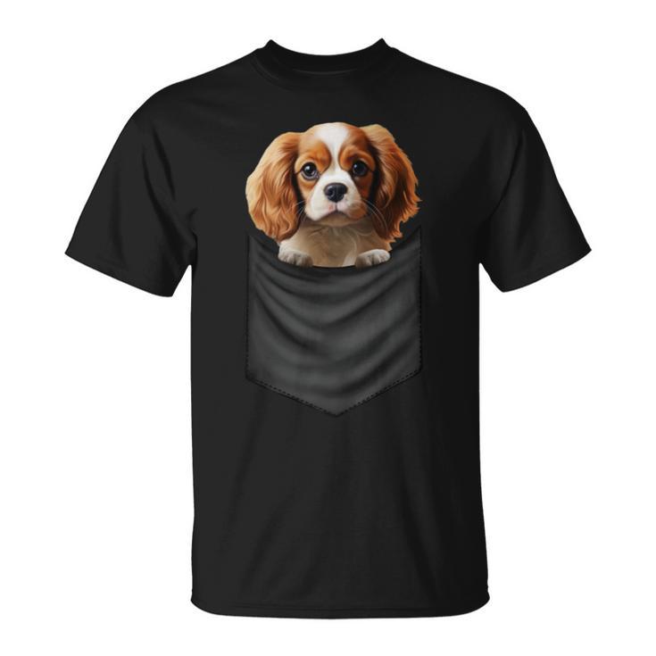 面白いtシャツ キャバリア 胸 ポケット イヌ わんこ メンズ 犬好き グッズ おもしろ 面白い 服 ネタ 長袖tシャツ Tシャツ