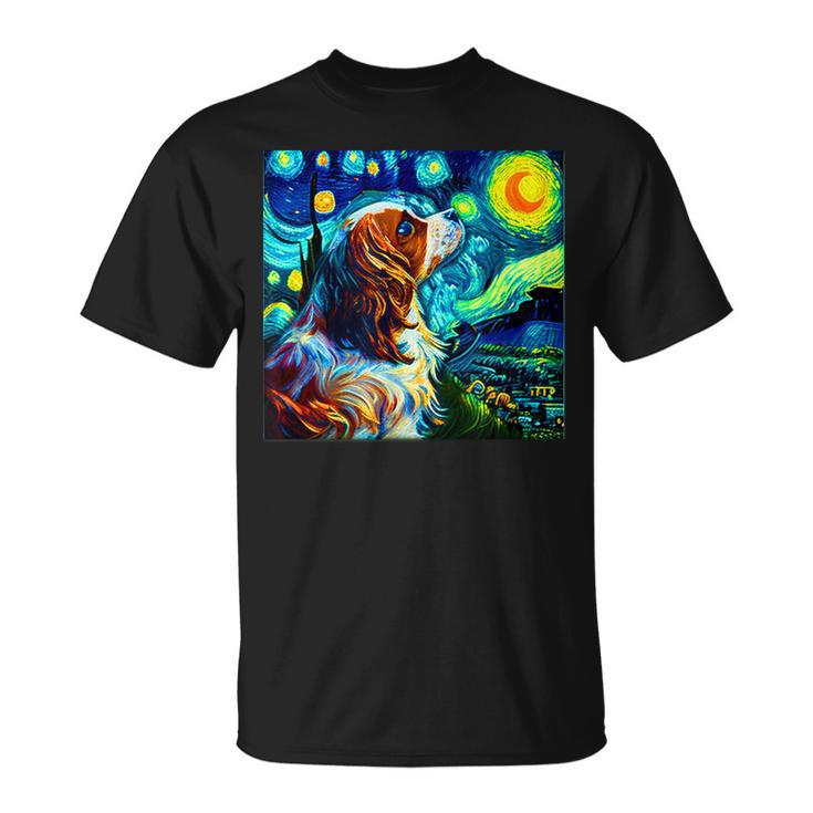 面白いtシャツ 犬 キャバリア ゴッホ 星月夜 わんこ メンズ おもしろ グッズ 服 かわいい Tシャツ