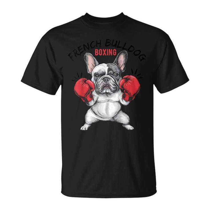 面白いフレンチブルドッグ ボクシング愛好家 ペット 犬 ボクシンググローブ Tシャツ