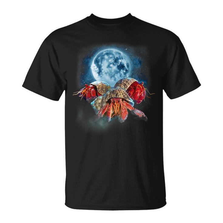 面白いヤドカリシャツ 月に吠えるカニ柄 Tシャツ