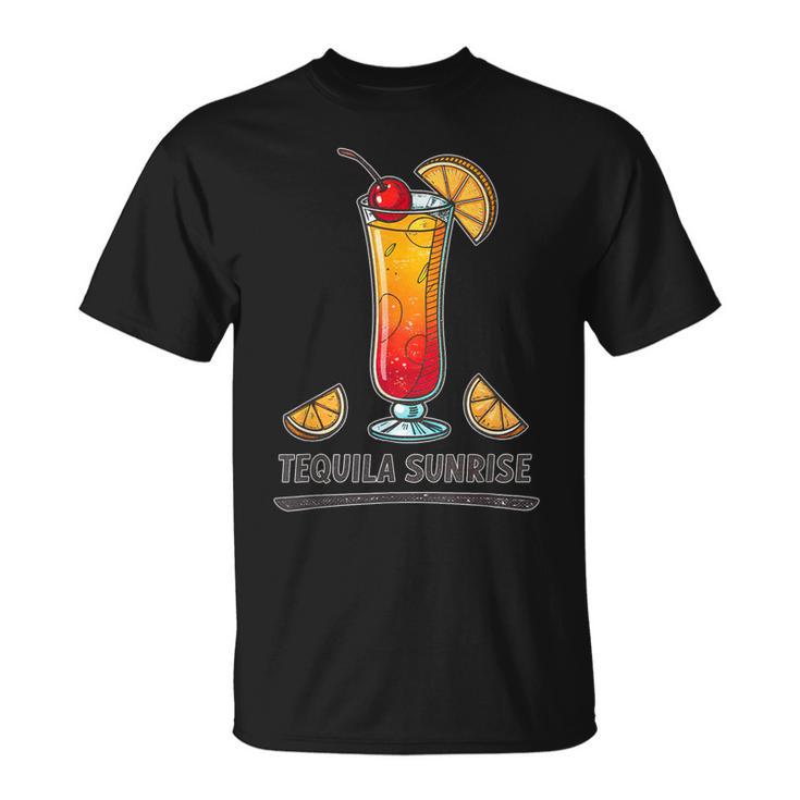 鮮やかなテキーラの日の出ドリンクイラスト Tシャツ