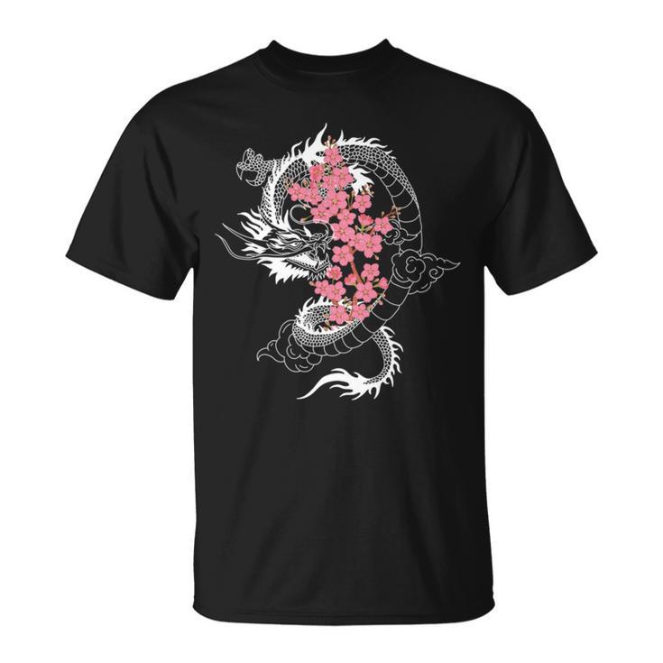 龍 日本の桜文化 長袖tシャツ Tシャツ