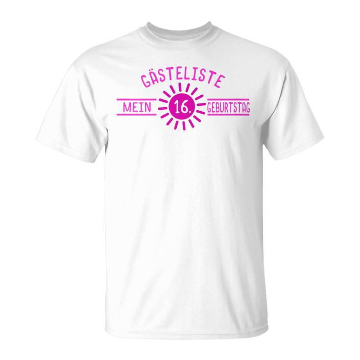 16th Birthday Guest Book Girls 16 Years Shirt T-Shirt T-Shirt